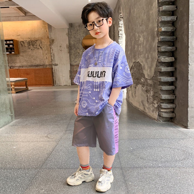 Set Đồ Mùa Hè 2 Món Gồm Áo Thun + Quần Dài Cho Bé Trai 3-4 - 5-6 - 7-8 - 9-10 - 11-12 Tuổi