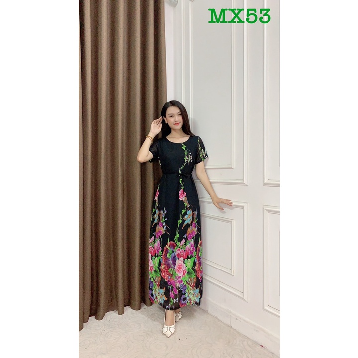Đầm Trung Niên Sang Trọng Cao Cấp Đẹp Huy Hoàng Anh,Váy Nữ Cho Mẹ Lụa Dự Tiệc Công Sở Trên 30,40 Tuổi Qua Gối Xòe MX