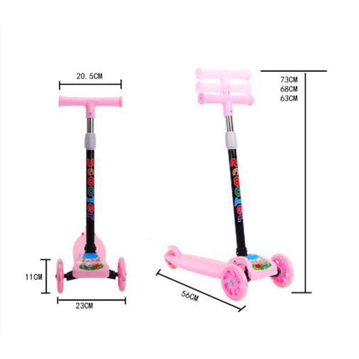 tuan099 Xe Trượt Scooter cho bé xe scooter trẻ em 3 bánh gấp gọn có đèn phát sáng bền chắc tuan099