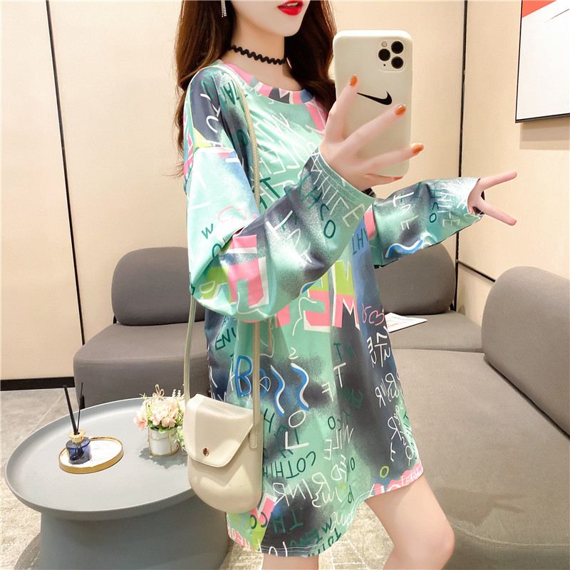 2020 spring and autumn new color letter loose long sleeve t-shirt Women Clothes Tops and Blouse