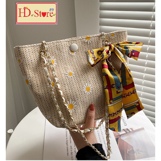 [FREESHIP] TÚI CÓI nữ, túi cói du lịch, đi biển mẫu hot nhất có khăn điệu đà | BigBuy360 - bigbuy360.vn