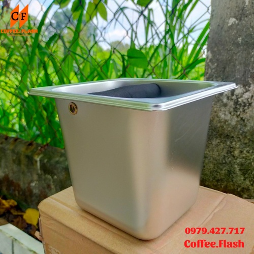 Hộp đập bã cà phê inox- ca đánh bã cà phê inox