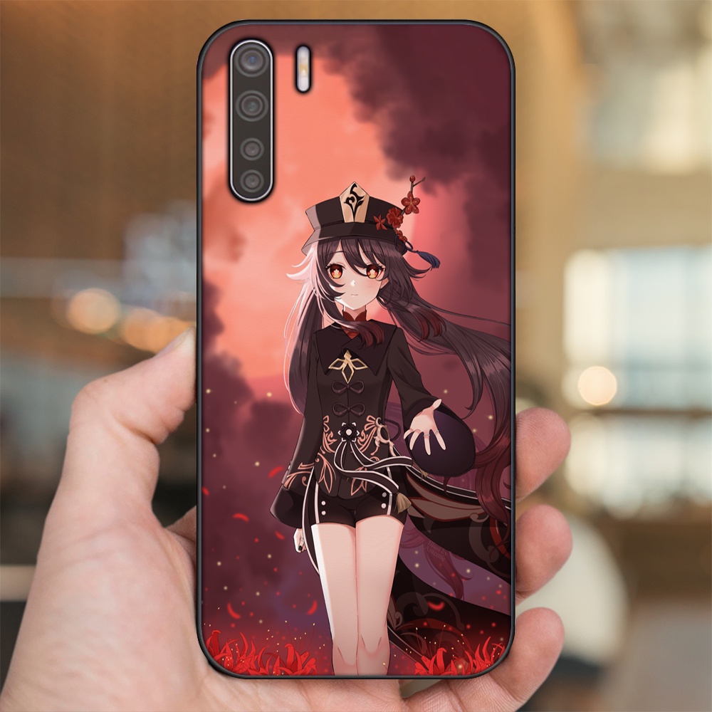 Ốp lưng Oppo A91, Reno 3 viền đen in hình Hutao Genshin Impact