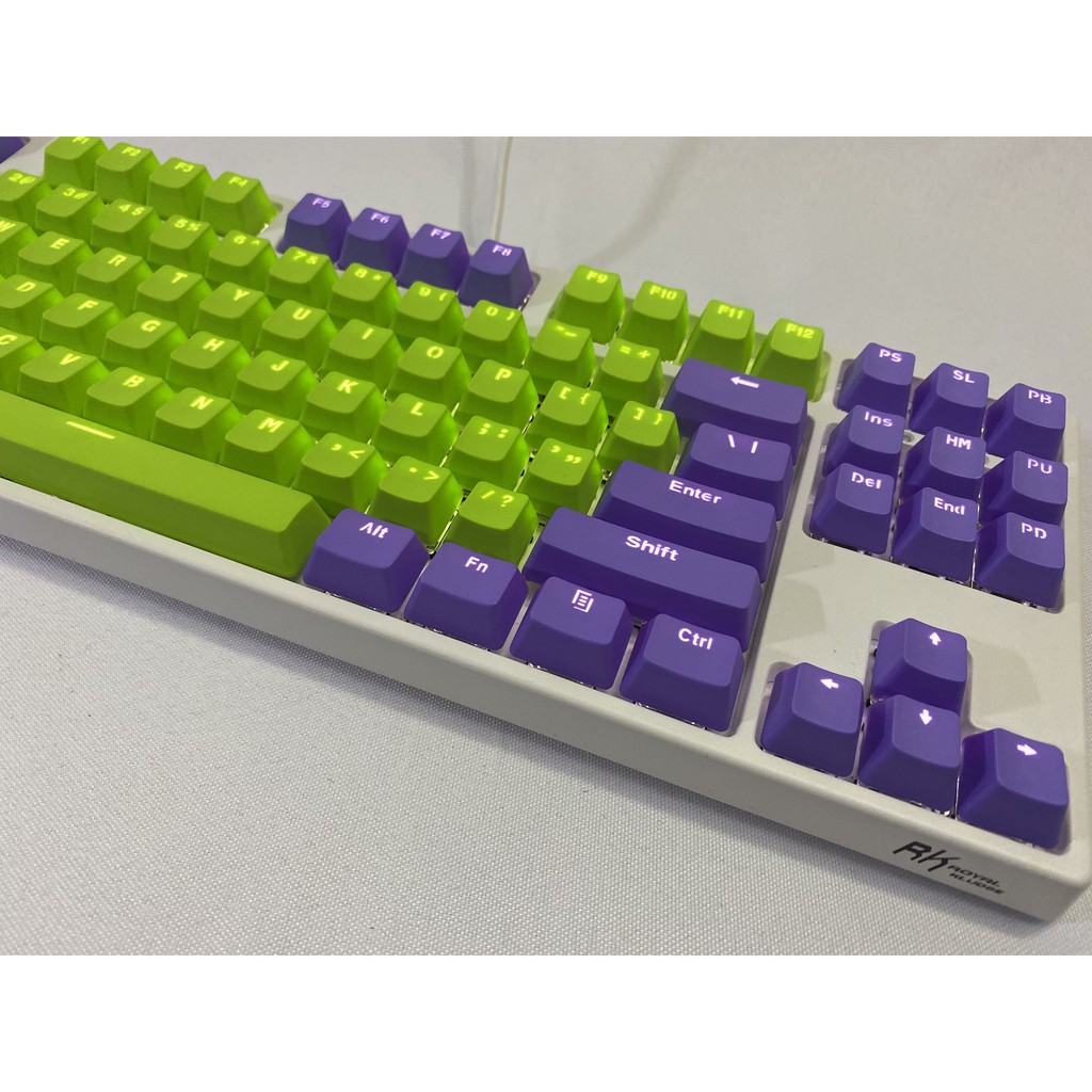 Bộ 87 Nút Bàn Phím Cơ Chơi Game Bằng Nhựa PBT Trong Suốt Màu Xanh Lá / Tím Cho Cherry MX