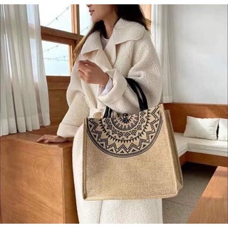 Túi cói hoạ tiết thổ cẩm