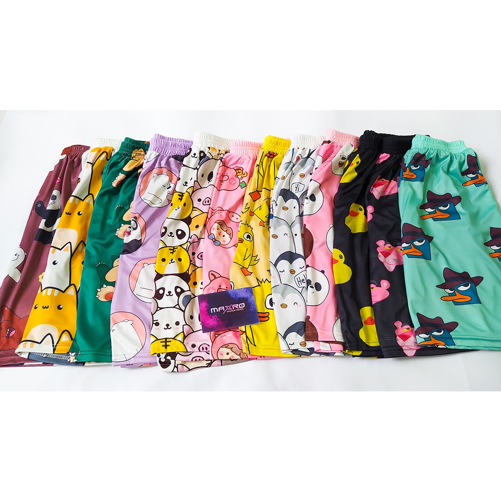 Quần đùi hoạt hình mèo vàng form rộng unisex