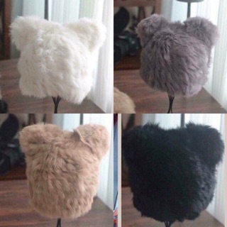 Freeship 99k TQ_Mũ lông thỏ tai mèo. Còn đen( hàng đẹp, có ảnh thật)