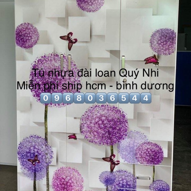 Tủ nhựa đài loan 3 cánh 2 ngăn kéo in 3D freeship HCM