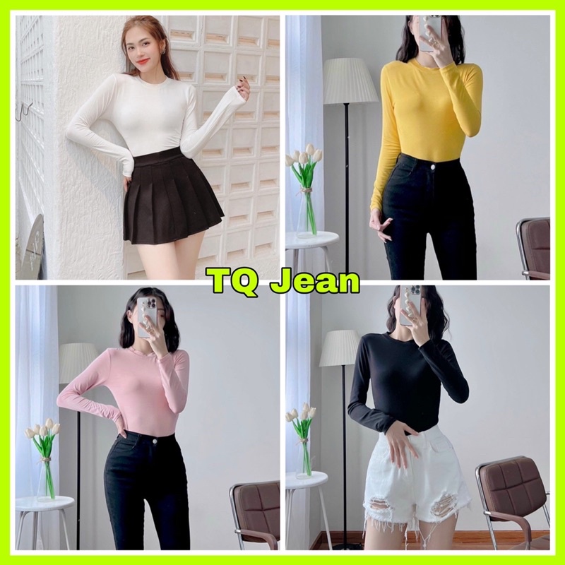 (Chuyên sỉ) Áo thun body nữ tay dài cổ tròn from dài chất thun lụa chuẩn hàng shop thời trang TQ Jean