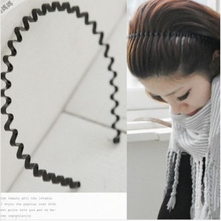 Băng Đô Cài Tóc Unisex Màu Đen Gợn Sóng