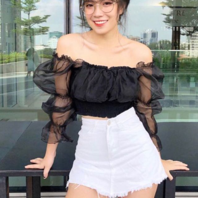 Áo crop tay xốp kèm ảnh thật | BigBuy360 - bigbuy360.vn