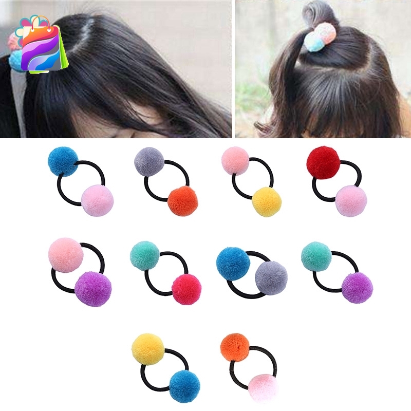 Dây Buộc Tóc Gắn Quả Bông Dễ Thương Cho Nữ