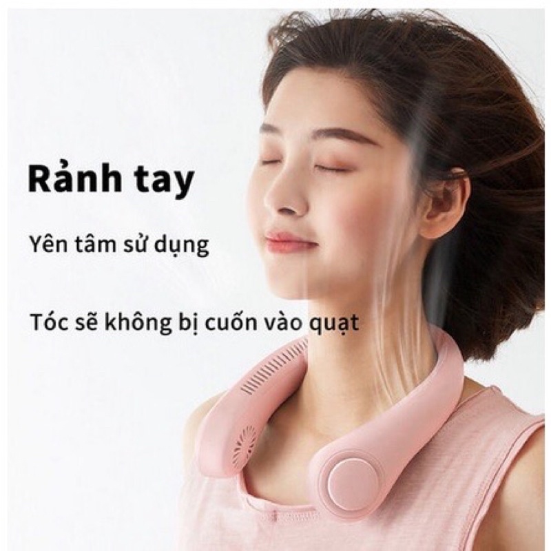 Quạt Mini Đeo Cổ Không Cánh Tiện Dụng - 3 Tốc độ 2000mah Mini Có Cổng USB Tiện Lợi