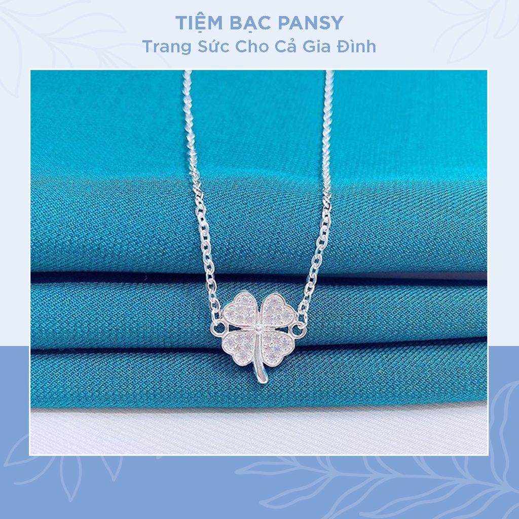 Dây chuyền bạc PANSY cỏ 4 lá may mắn, vòng cổ nữ chất liệu bạc ta 925 cao cấp