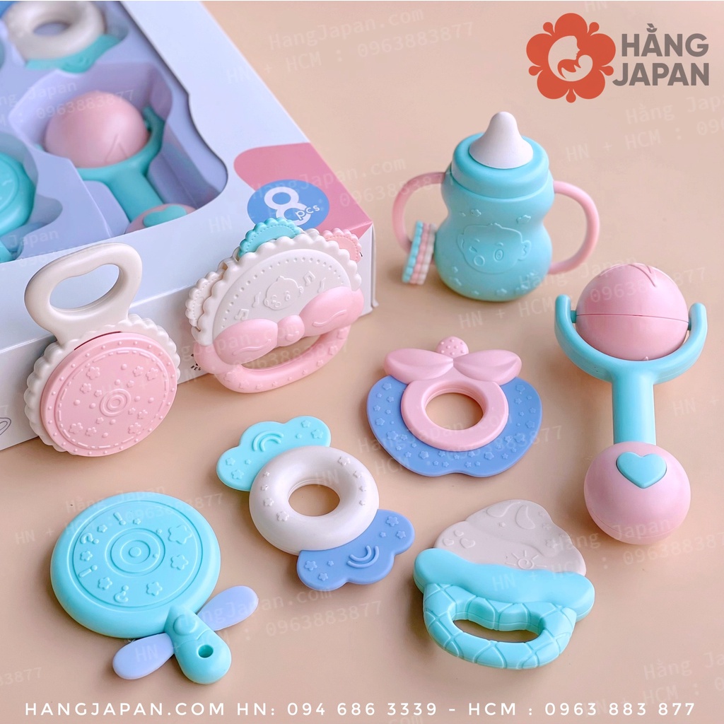 Bộ đồ chơi ngậm nướu, lục lạc Rattle Baby 8 món UM-105/UM-10114cho bé hàng chính hãng