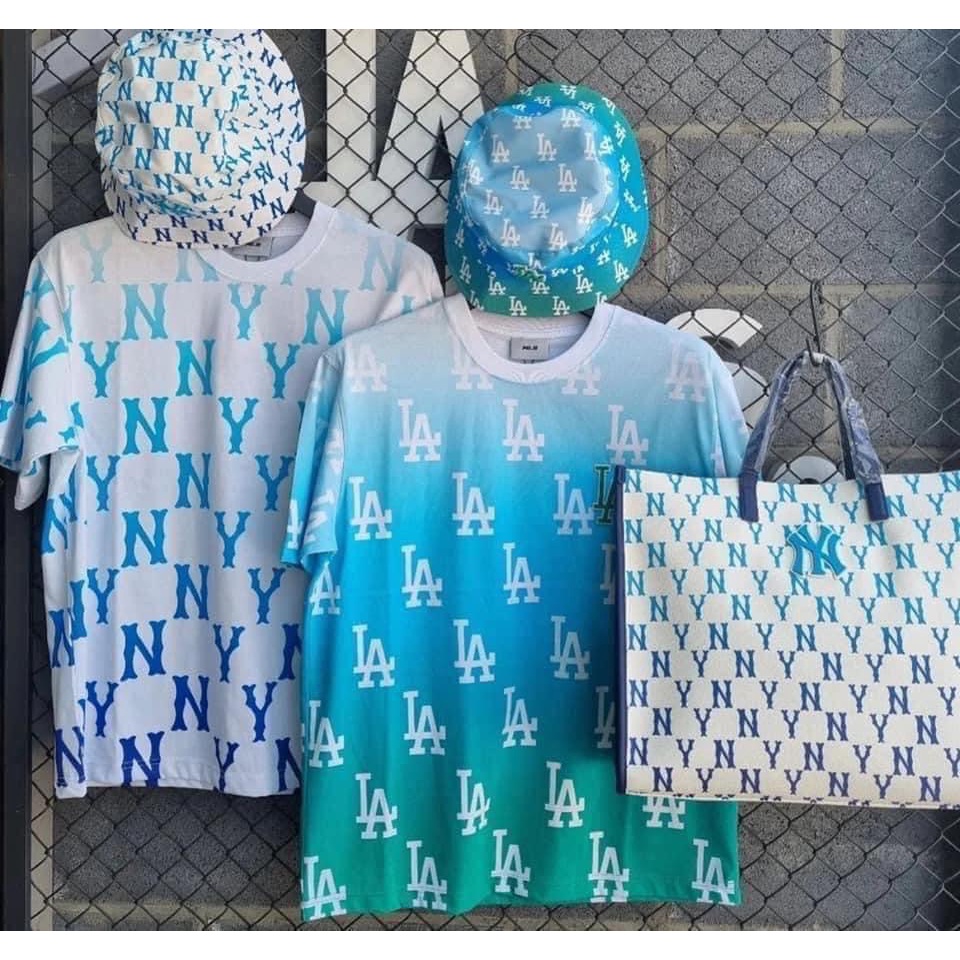 Túi tote bag MLB New York monogram chính hãng màu baby blue season 2022