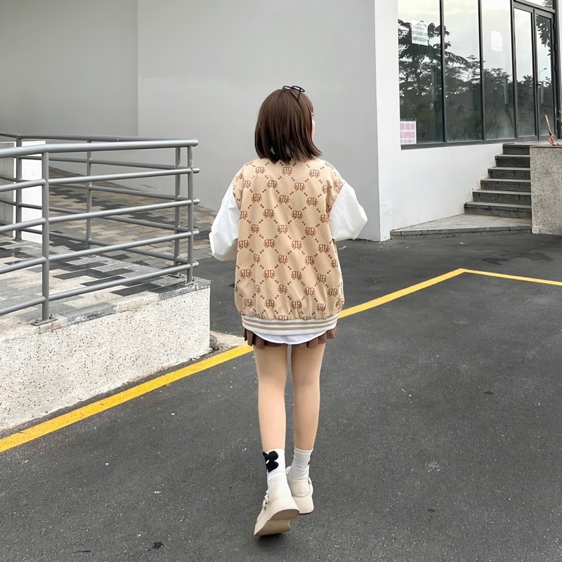 LOCAL BRAND REE - ÁO KHOÁC KHAKI DIAMOND MONOGRAM MÀU BEIGE