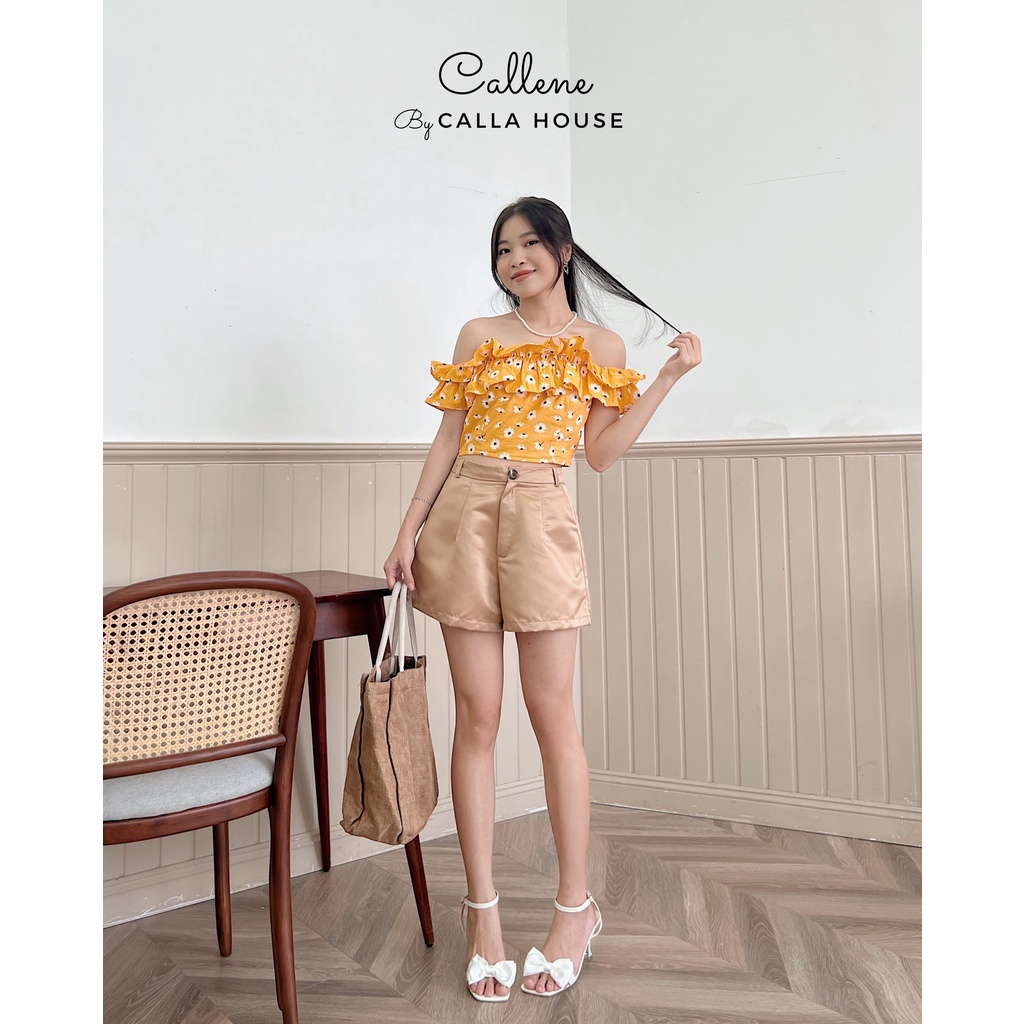 Quần short chất tafta lưng cao Callene (L1609)