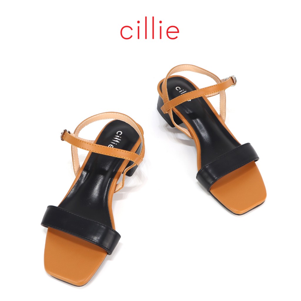 Giày nữ sandal cao gót Cillie quai ngang gót trụ cao 4p trendy 2022 mang đi chơi đi làm công sở