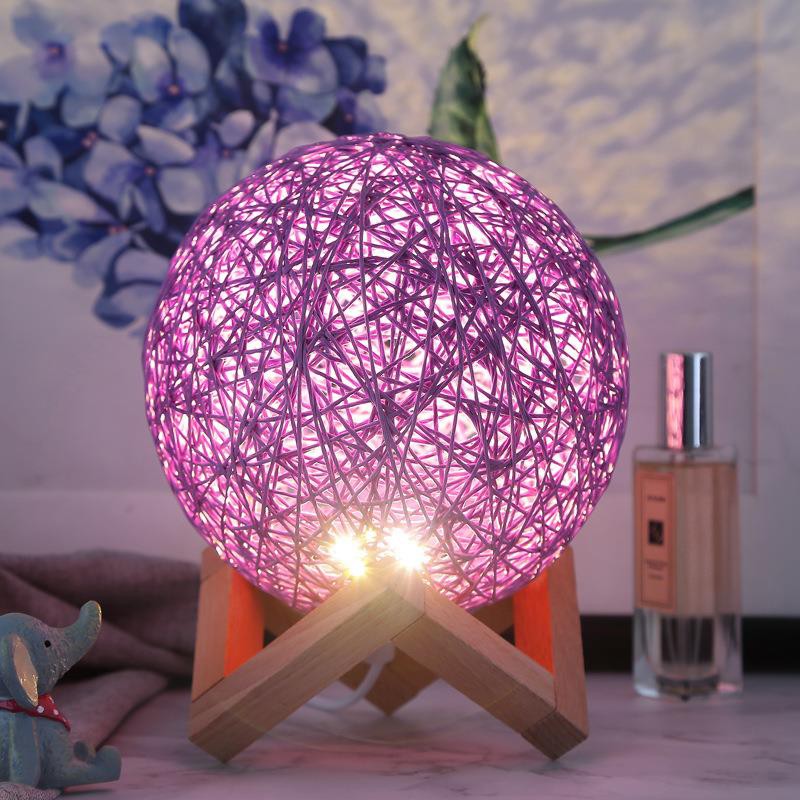 Đèn ngủ cầu mây đa sắc GO-16, Điều khiển từ xa, Đèn ngủ cho bé, Đèn led trang trí để bàn