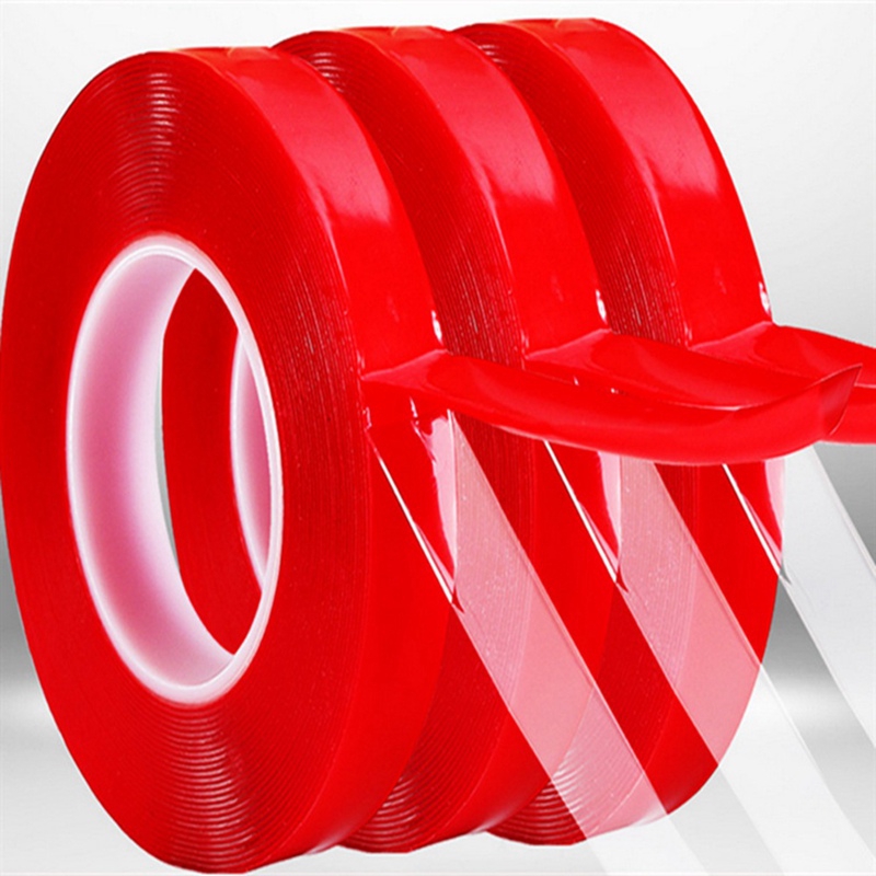 Cuộn băng keo hai mặt màu đỏ bằng chất liệu acrylic trong suốt tiện dụng cho xe hơi