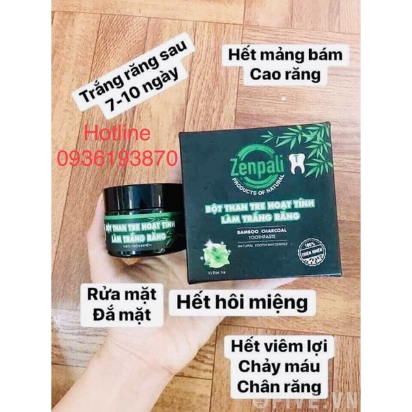 ZENPALI BỘT THAN TRE HOẠT TÍNH LÀM TRẮNG RĂNG  [CHÍNH HÃNG] ❤️ ZENPALI HƠI THỞ THƠM MÁT TRẮNG RĂNG