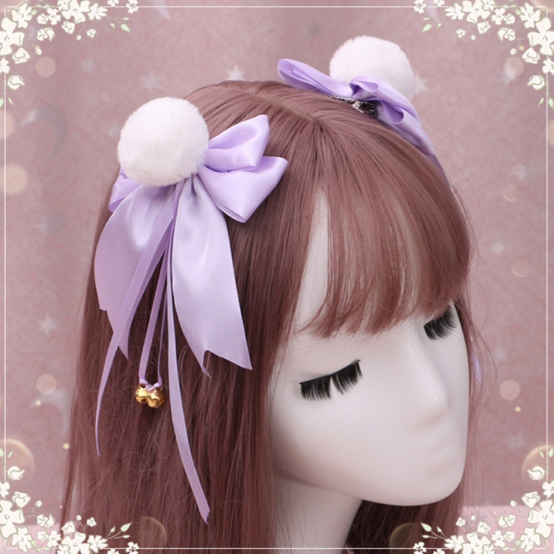 Kẹp Tóc Lolita Đính Nơ Lông Giả Dễ Thương