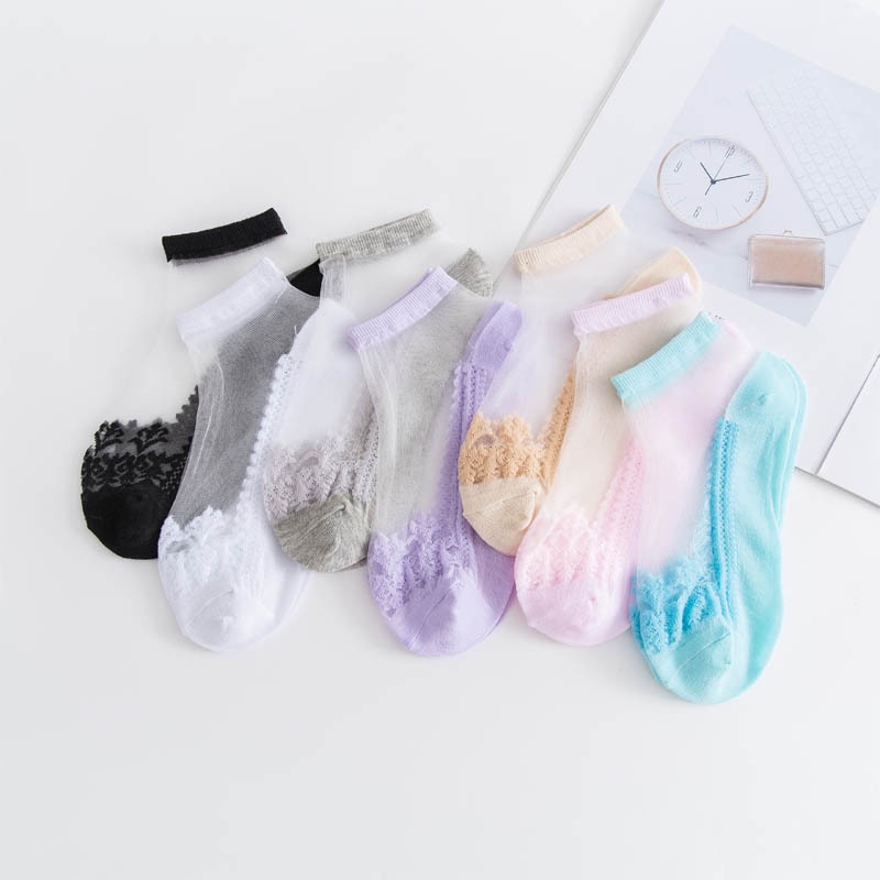 Bộ 5 Đôi Vớ Mặt Kính Mỏng Thoáng Khí Thời Trang Xuân Hè Nhật Bản Cho Nữ