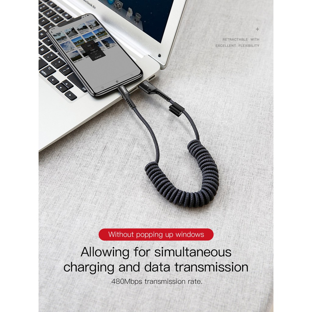 Cáp sạc lò xo baseus dành cho iphone