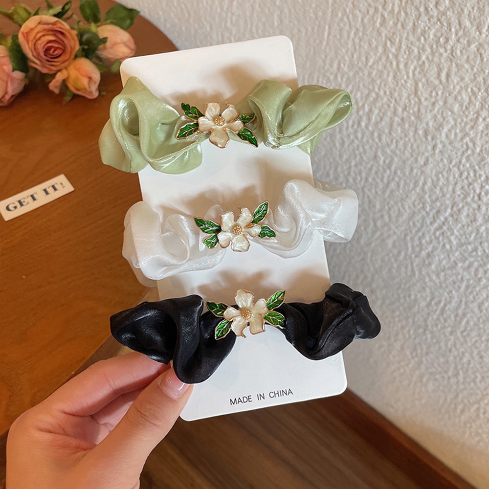 Dây Buộc Tóc Cao Su Co Giãn Thắt Nơ Hoa Đính Ngọc Trai Giả Kiểu Pháp Thanh Lịch Cho Nữ