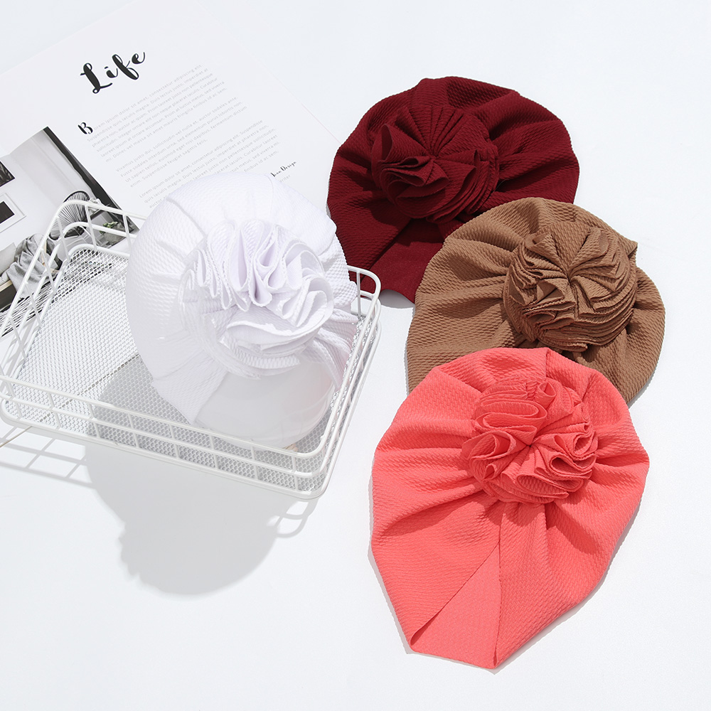 HANDMADE Khăn Turban Thắt Nơ Họa Tiết Hoa Cho Bé Gái