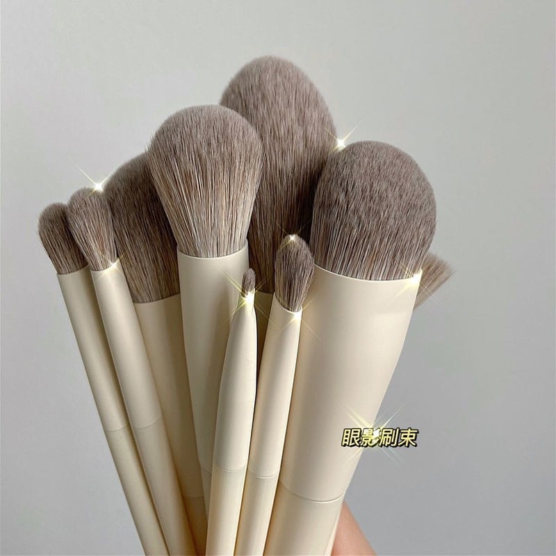 Set 10 Cọ Trang Điểm Phấn Nền Phấn Phủ Má Hồng Phấn Mắt Highlight Mềm Mại Màu Trắng