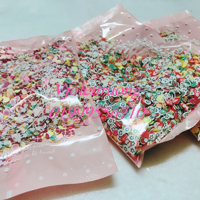 100gr nail thú cưng, trái cây, bánh kem, nail hoa trang trí slime