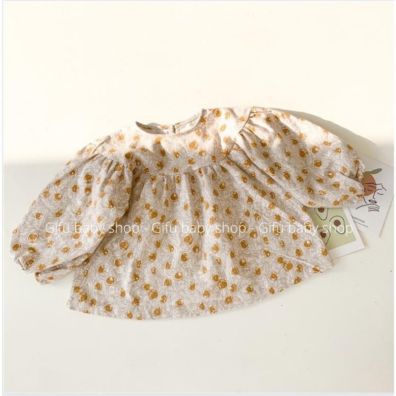 Áo thô mềm hoa nhí vintage cho bé gái style Hàn quốc