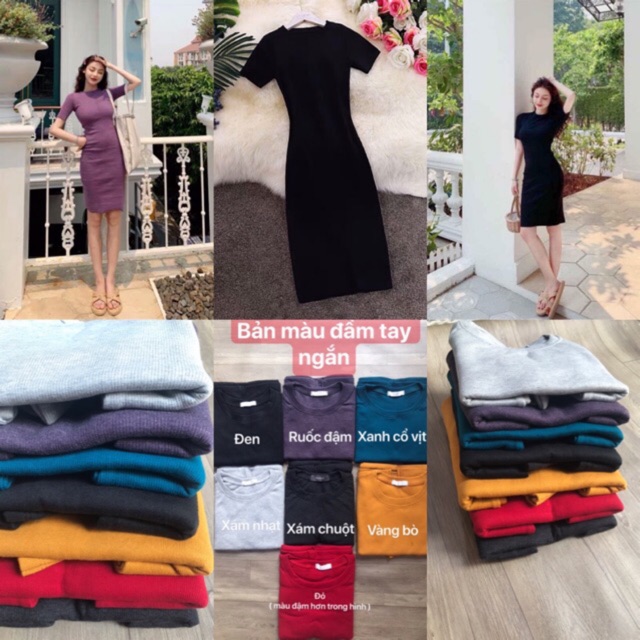 VÁY BODY THUN GÂN + xẻ sau