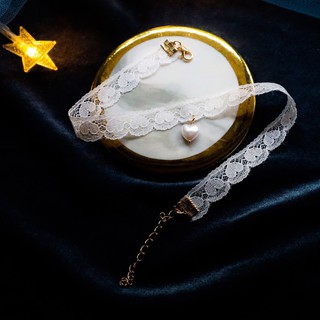 Choker trắng dễ thương tiểu thư