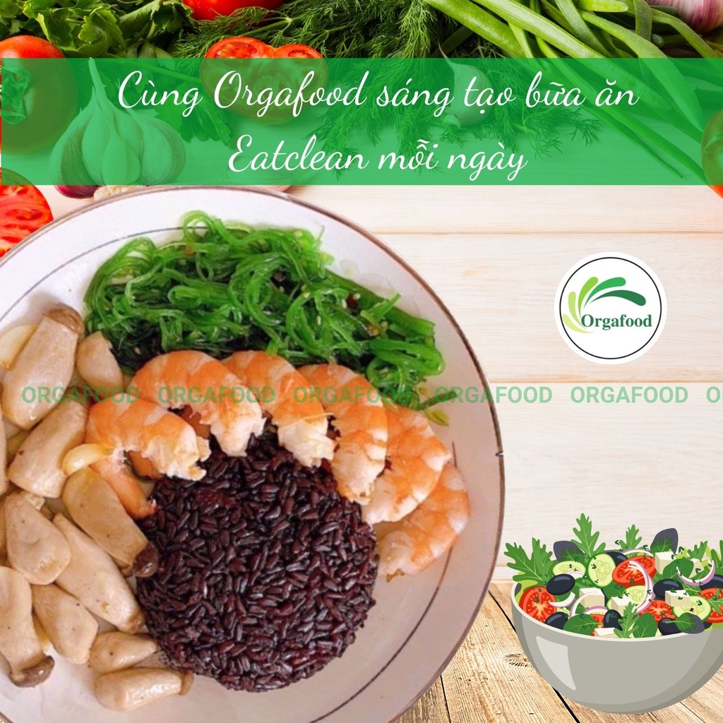 Gạo lứt đen dẻo Điện Biên hữu cơ, gạo lức nâu dẻo Orgafood 1Kg EAT CLEAN healthy giảm cân cho người ăn kiêng