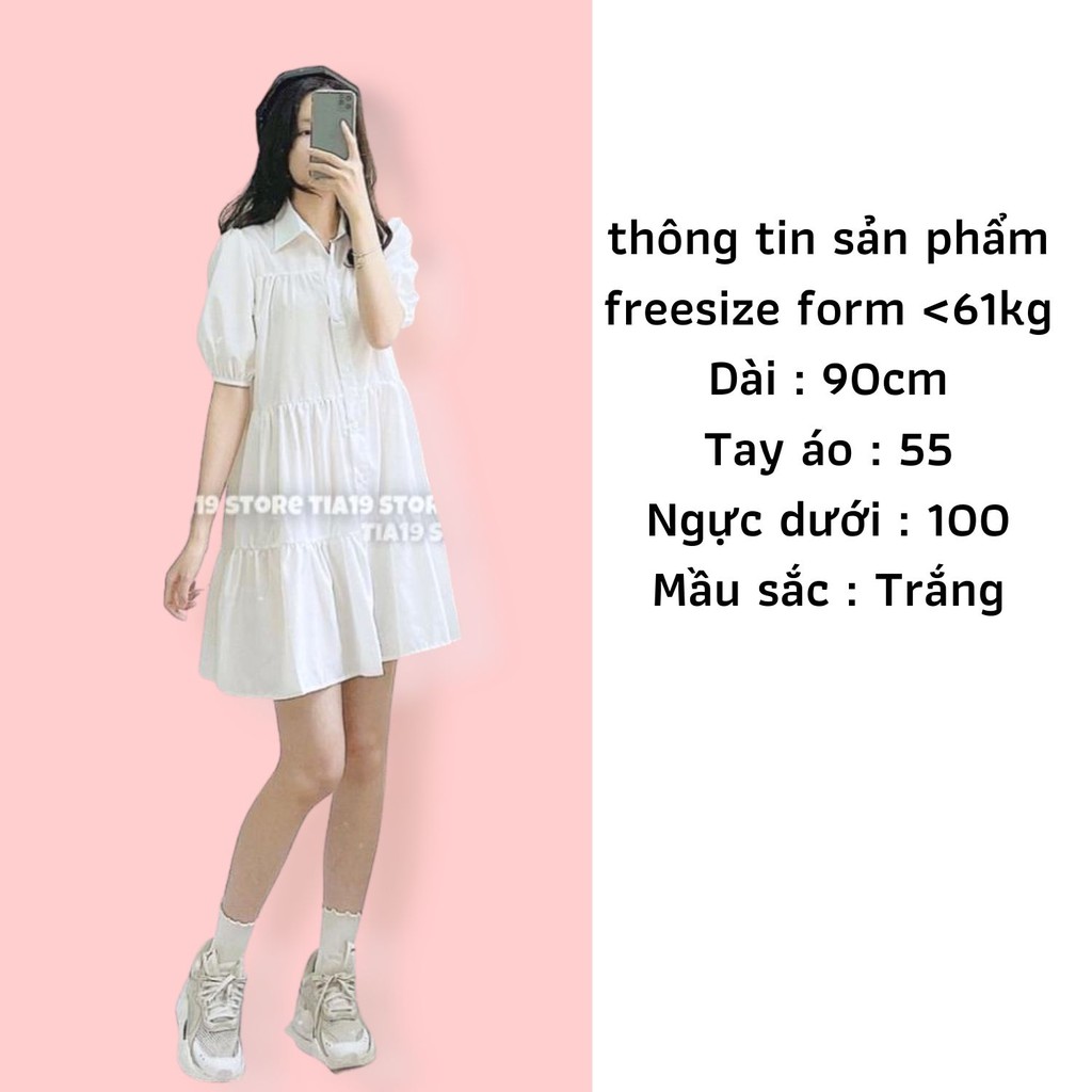 Váy nữ sơ mi trắng cộc tay dáng xòe kiểu hoa nhí vintage đẹp công sở cao cấp giá rẻ q013 | BigBuy360 - bigbuy360.vn