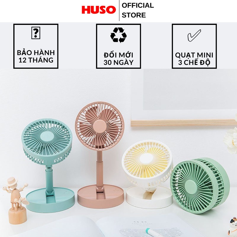 Quạt tích điện mini gấp gọn FOLDING XM66 -28 quạt sạc tích điện di động, xoay 180 -HUSO