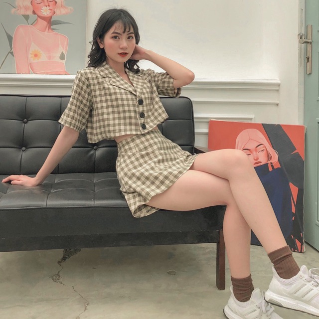 Set Croptop Vest Kèm Chân Váy Ulzzang | BigBuy360 - bigbuy360.vn