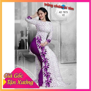 [Giá Sập Sàn] Áo dài in hoa 3D nền trắng- Tự Tin Khoe Sắc