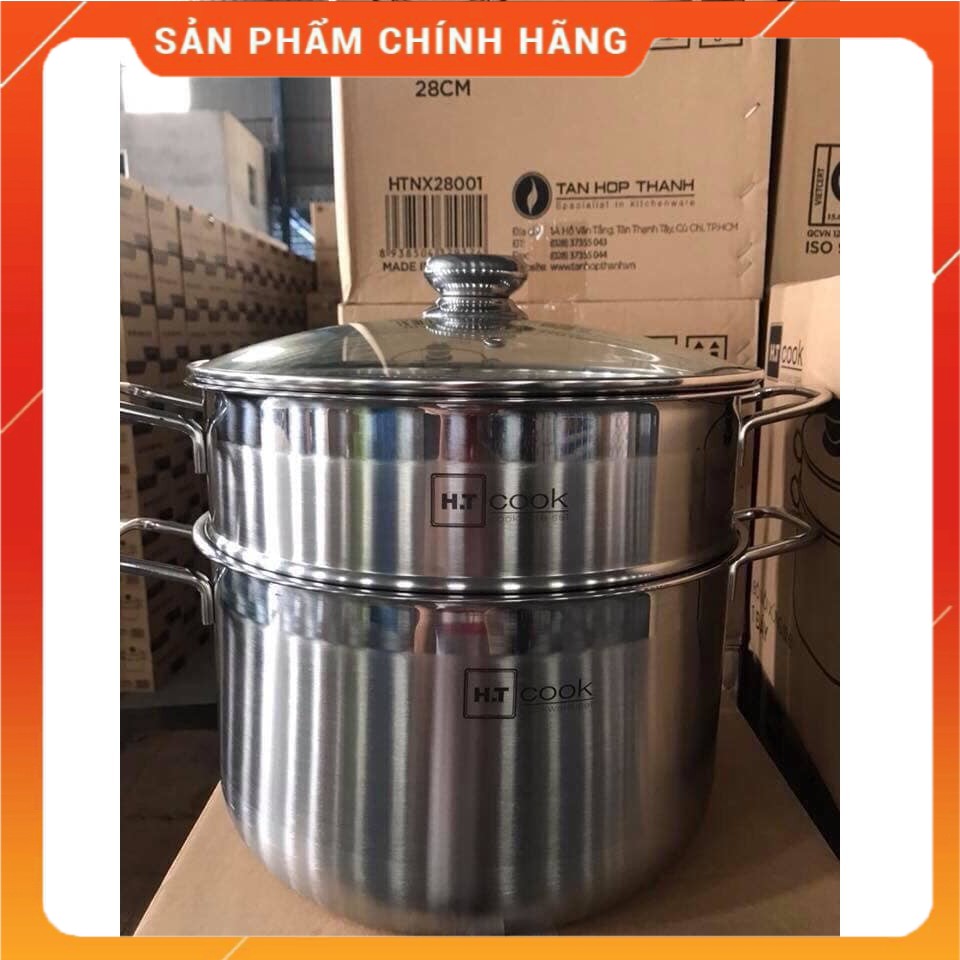 Bộ nồi xửng hấp 28cm thương hiệu HT Cook dùng được bếp điện từ.