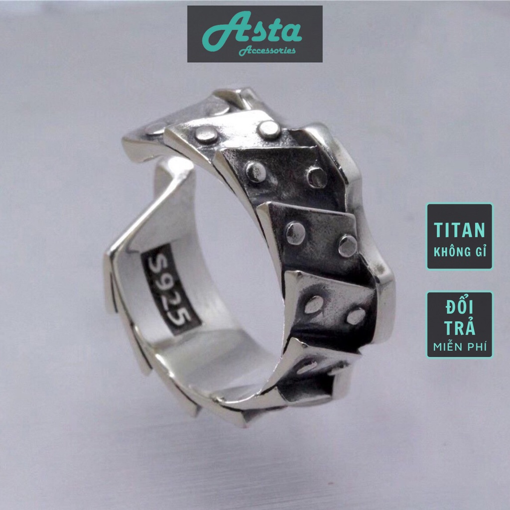 Nhẫn nam nữ tròn Asta Accessories màu bạc thời trang chất Titan đẹp đơn giản không gỉ - Nhẫn Boder Ring