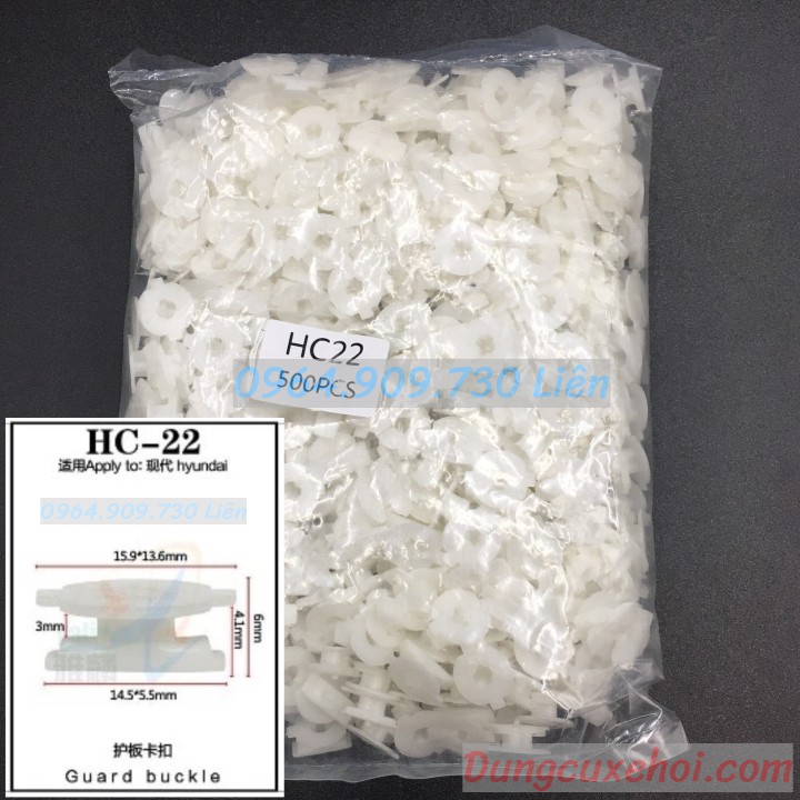 Bộ 20 đinh tán, chốt vít nở vit Nhựa Loại 1 cho xe hơi ô tô hyundai Nhựa Nylon Polyme AHC22