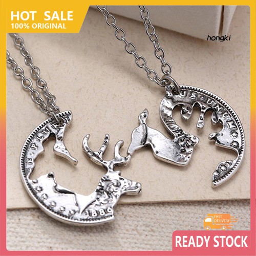 Bộ 2 dây chuyền thiết kế mặt hình chú hươu / lạc đà phong cách cổ điển cho cặp đôi