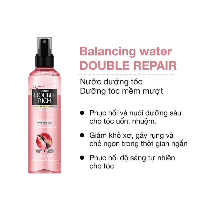 Nước Dưỡng Tóc Double Rich Cho Tóc Khô Xơ &amp; Hư Tổn 250ml - Double Rich  Balancing Water Double Repair 250ml