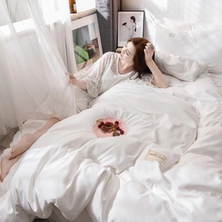 Bộ Chăn Ga Gối Cotton Tici Trắng