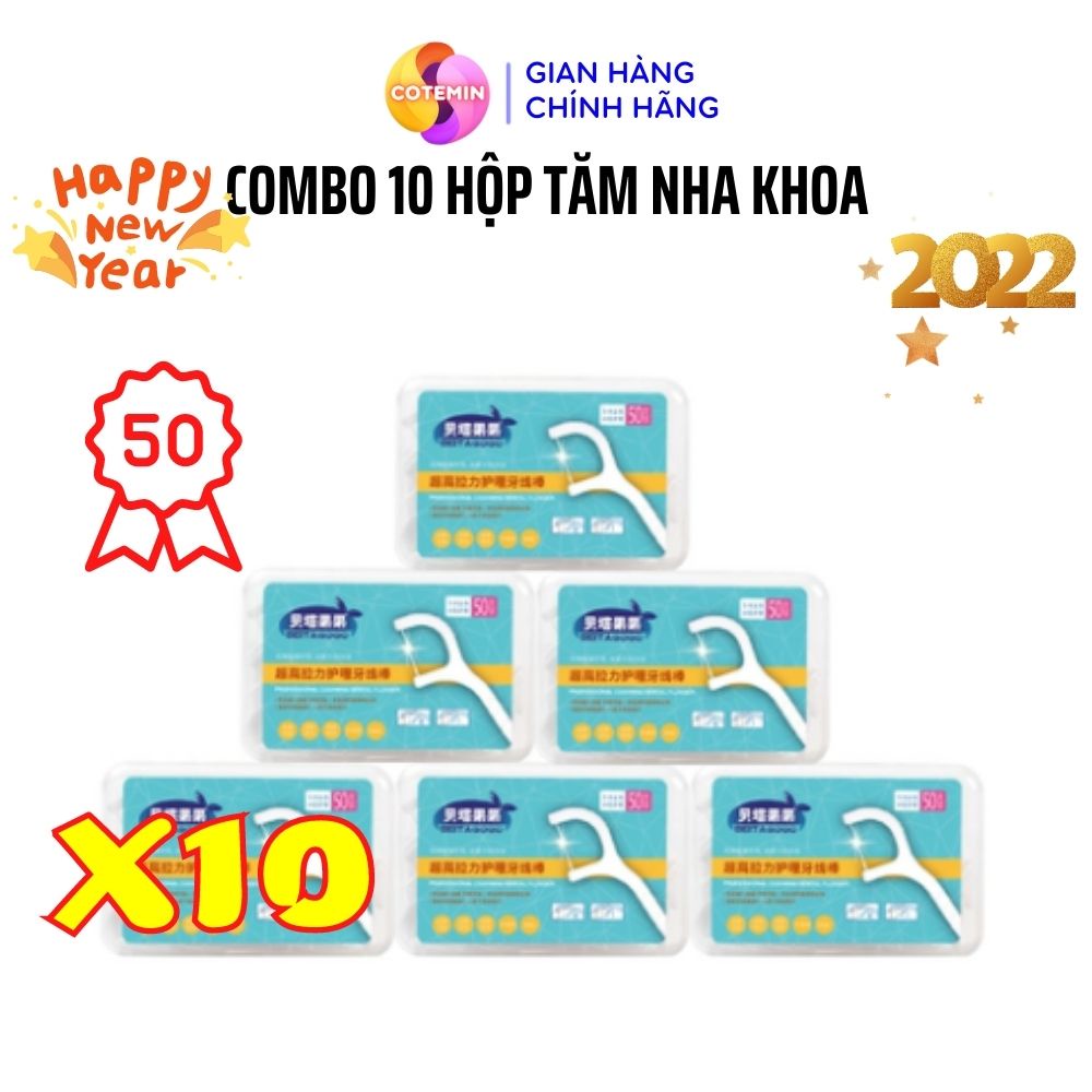 COMBO 10 Hộp chỉ nha khoa chăm sóc răng miệng BEITA GOGO hộp 50 cái COTEMIN