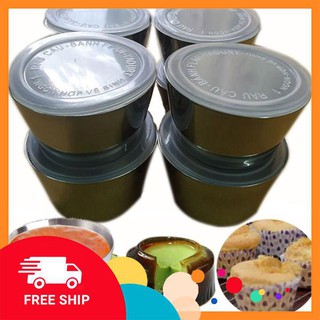 Bộ 10 Khuôn Làm Bánh Inox 304 Có Nắp ( 7cm ) Làm Bánh Flan , Rau Câu , Cupcake, Làm Đá Không Gỉ