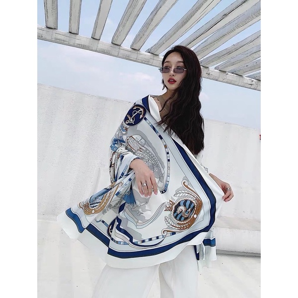 Khăn choàng cổ in hoa văn con thuyền size 90x180cm